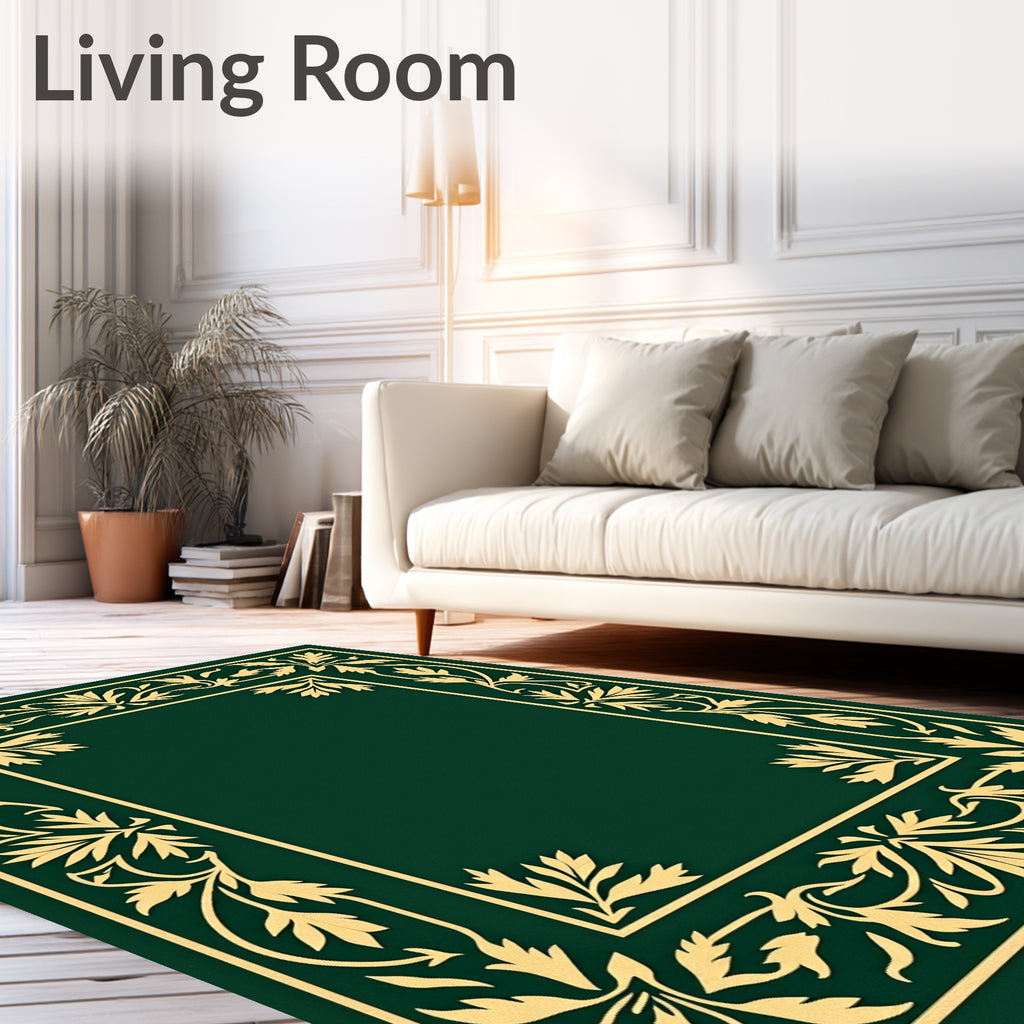 Golden Floral Vine Border Rug