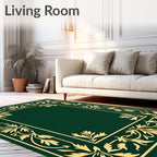 Golden Floral Vine Border Rug