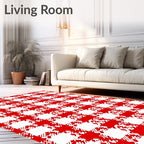 Bold Red White Gingham Texture Rug