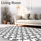 Whimsical Black Rhino Outline Rug