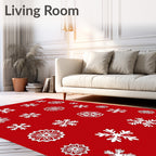 Red White Intricate Snowflake Medley Rug