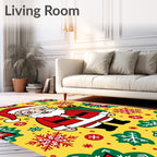 Cheery Santa Claus Snowflake Christmas Rug