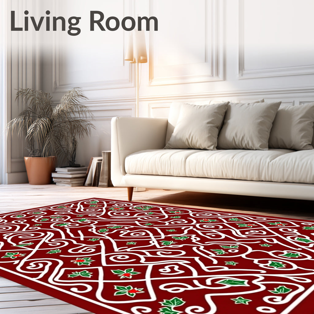 Crimson Holly Swirl Medallion Rug