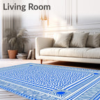 Bold Blue Leopard Bordered Rug