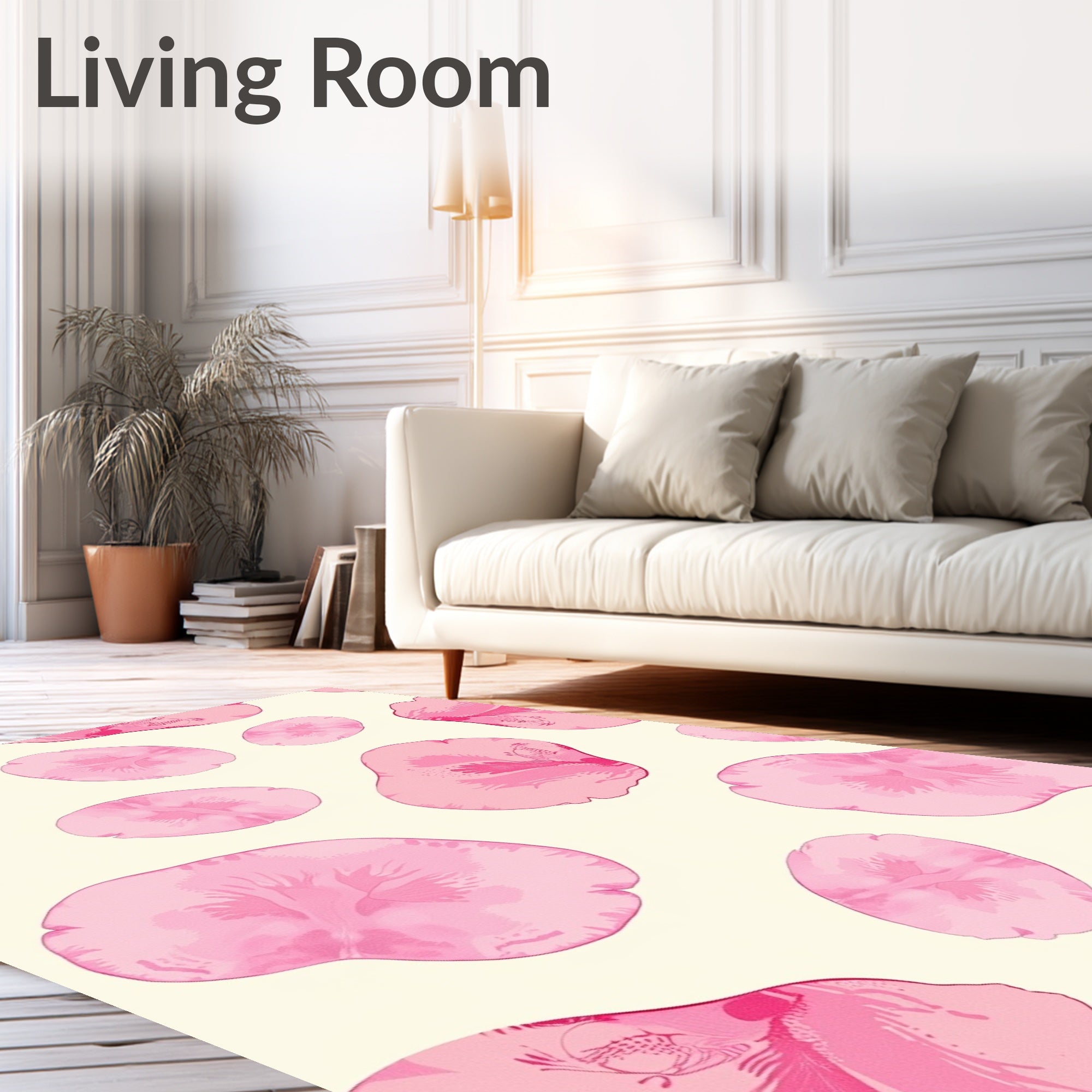 Pink Cherry Blossom Petal Garden Rug