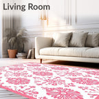 Pink Floral Damask Repeat Rug
