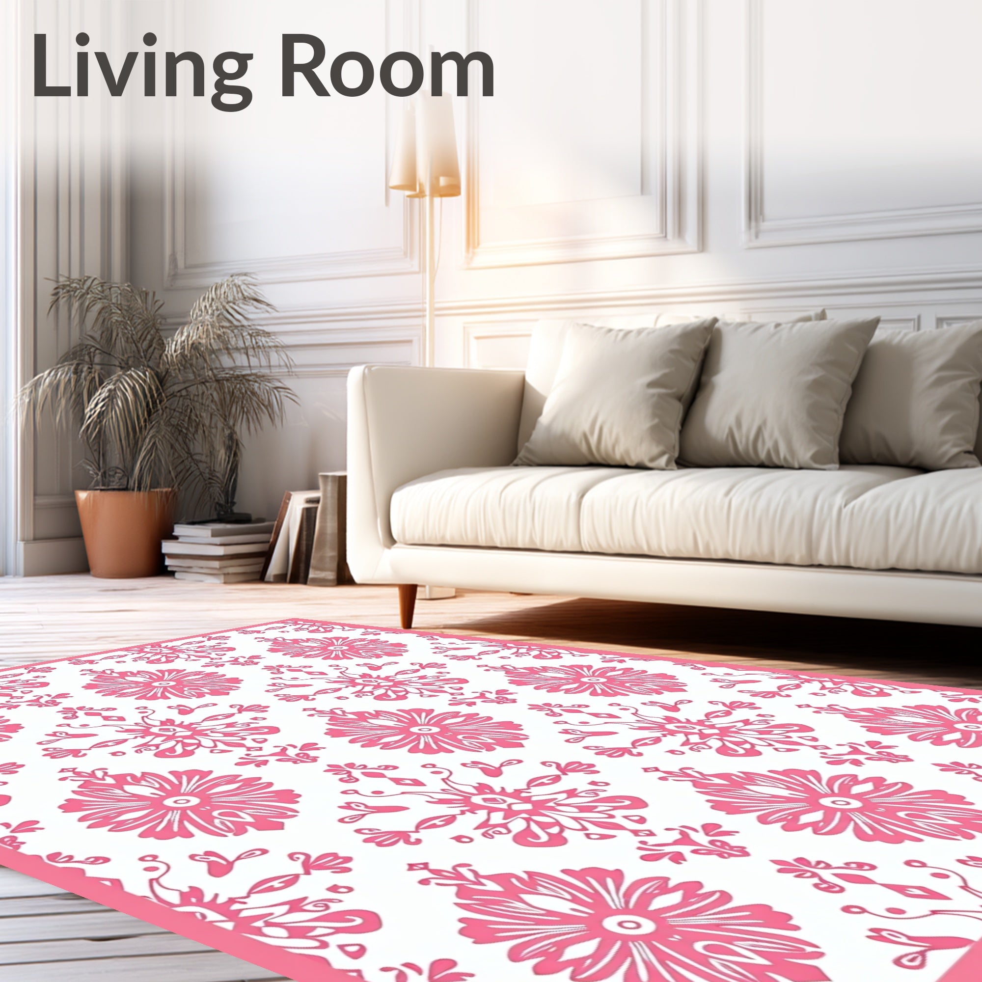 Pink Floral Damask Repeat Rug