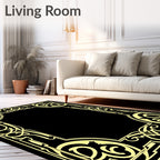Golden Art Nouveau Scroll Border Rug