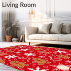 Red Gingerbread Snowflakes Candy Canes Star Rug