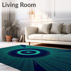 Radiant Teal Burst Kaleidoscope Rug