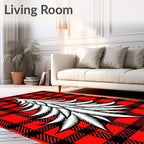 Red Black Buffalo Plaid Pine Tree Rug