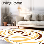 Brown Yellow Swirl Abstract Rug