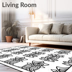Black White Symmetrical Intricate Abstract Rug