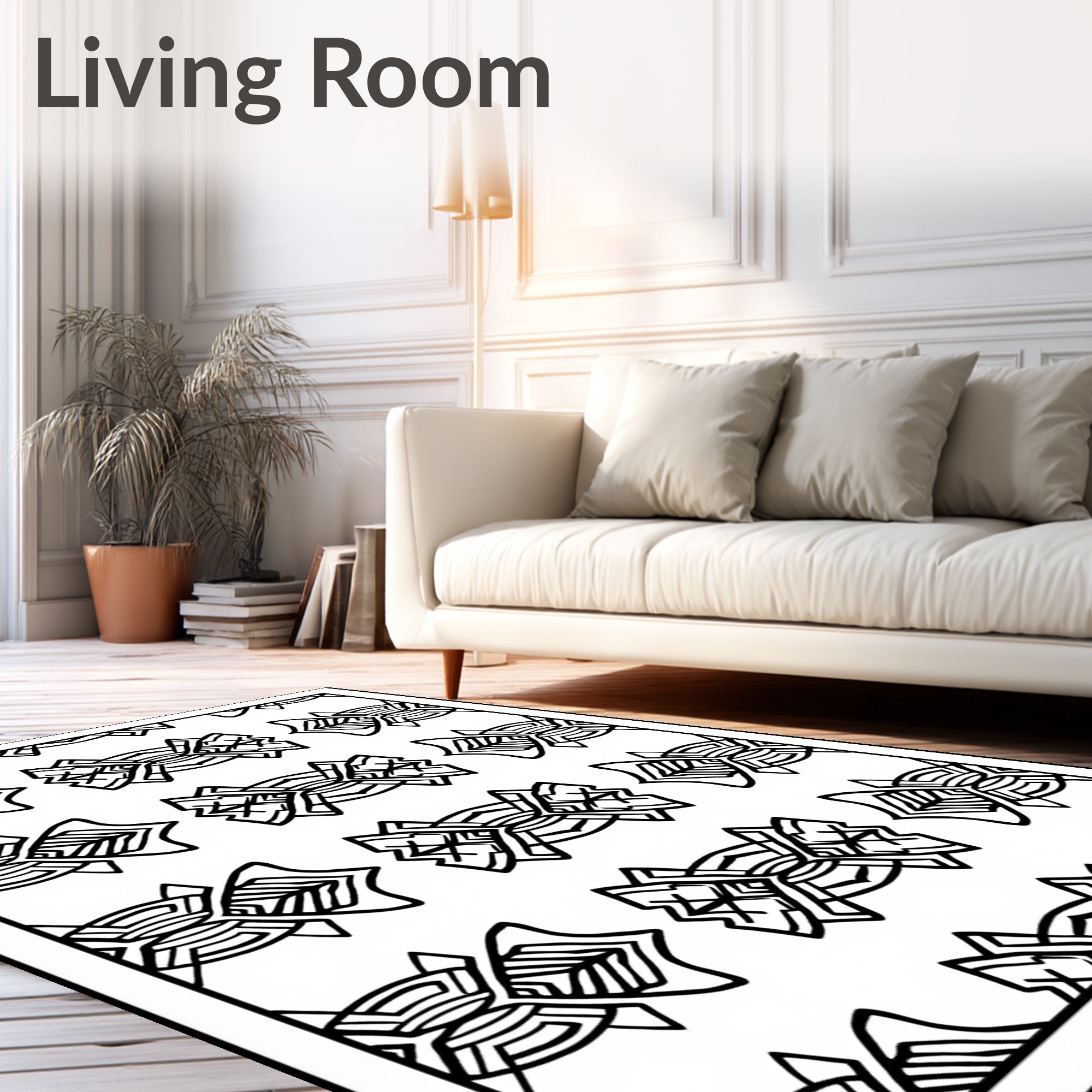 Black White Symmetrical Intricate Abstract Rug