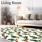 Festive Pine Holly Berry Bow Rug