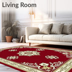 Rich Crimson Floral Medallion Rug