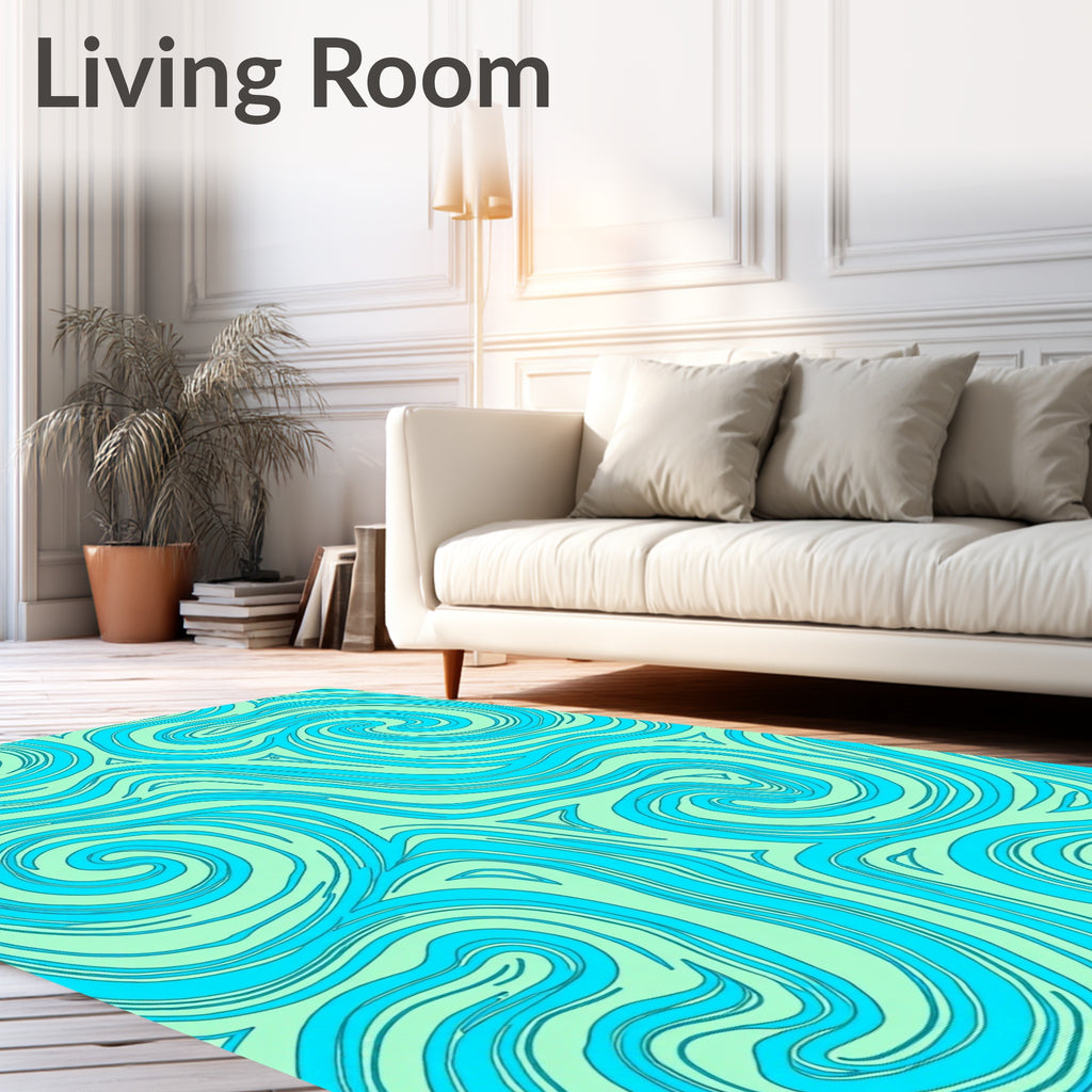 Aqua Swirls Aqua Abstract Swirls Rug