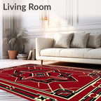 Crimson Black Geometric Art Deco Rug