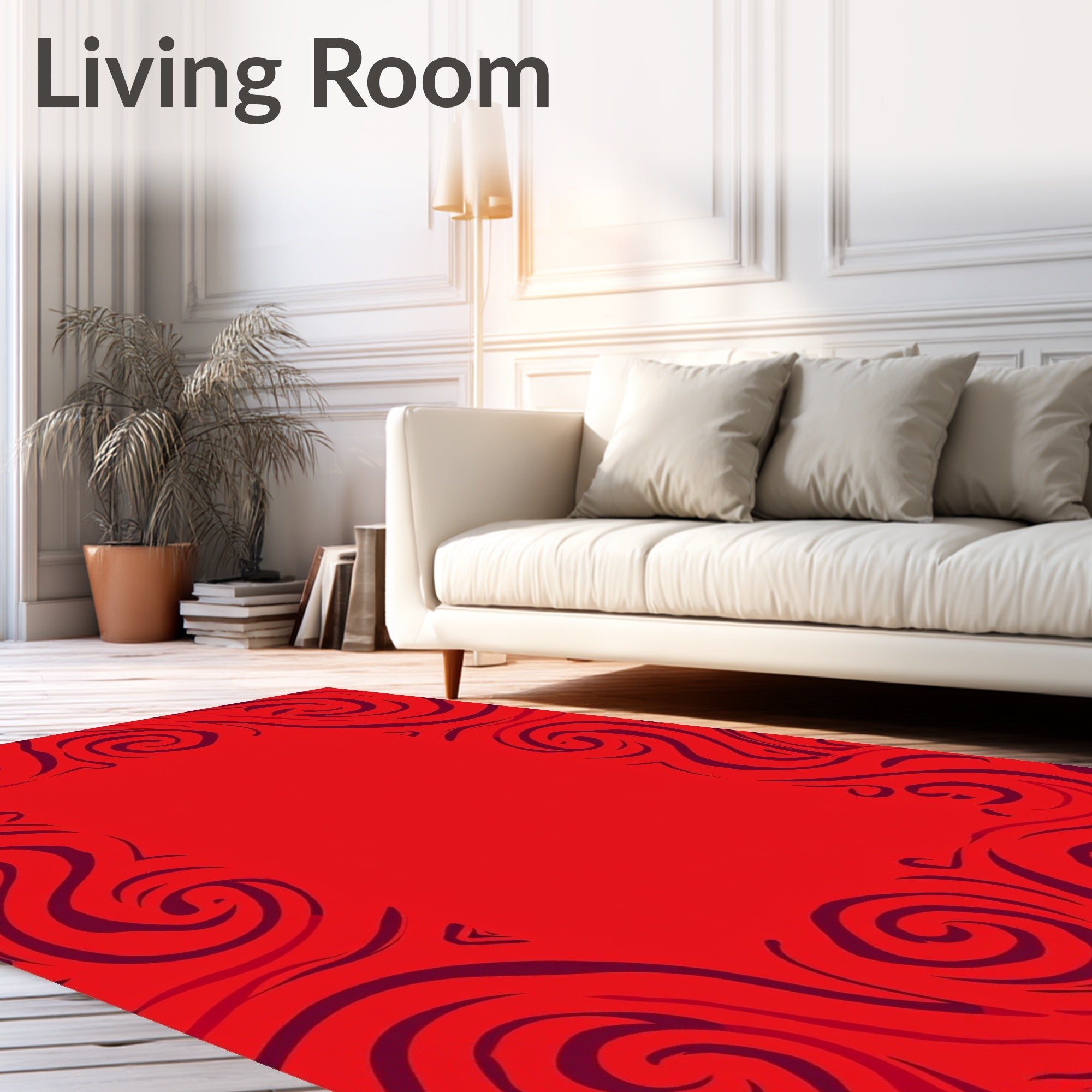 Crimson Swirl Border Rug