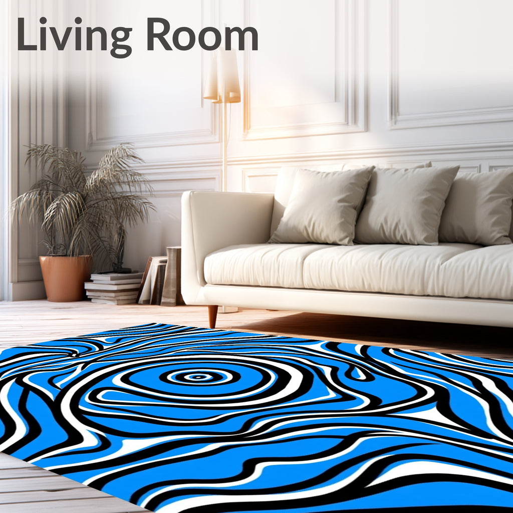 Electric Blue Swirl Abstract Liner Rug