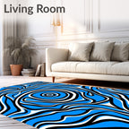 Electric Blue Swirl Abstract Liner Rug