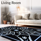 Abstract Icy Blue Starburst Frame Rug