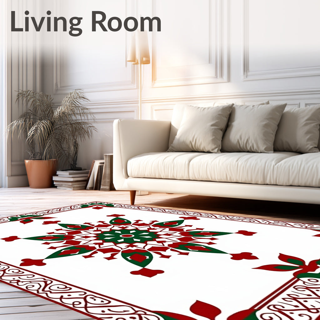 Crimson Green Medallion Border Rug