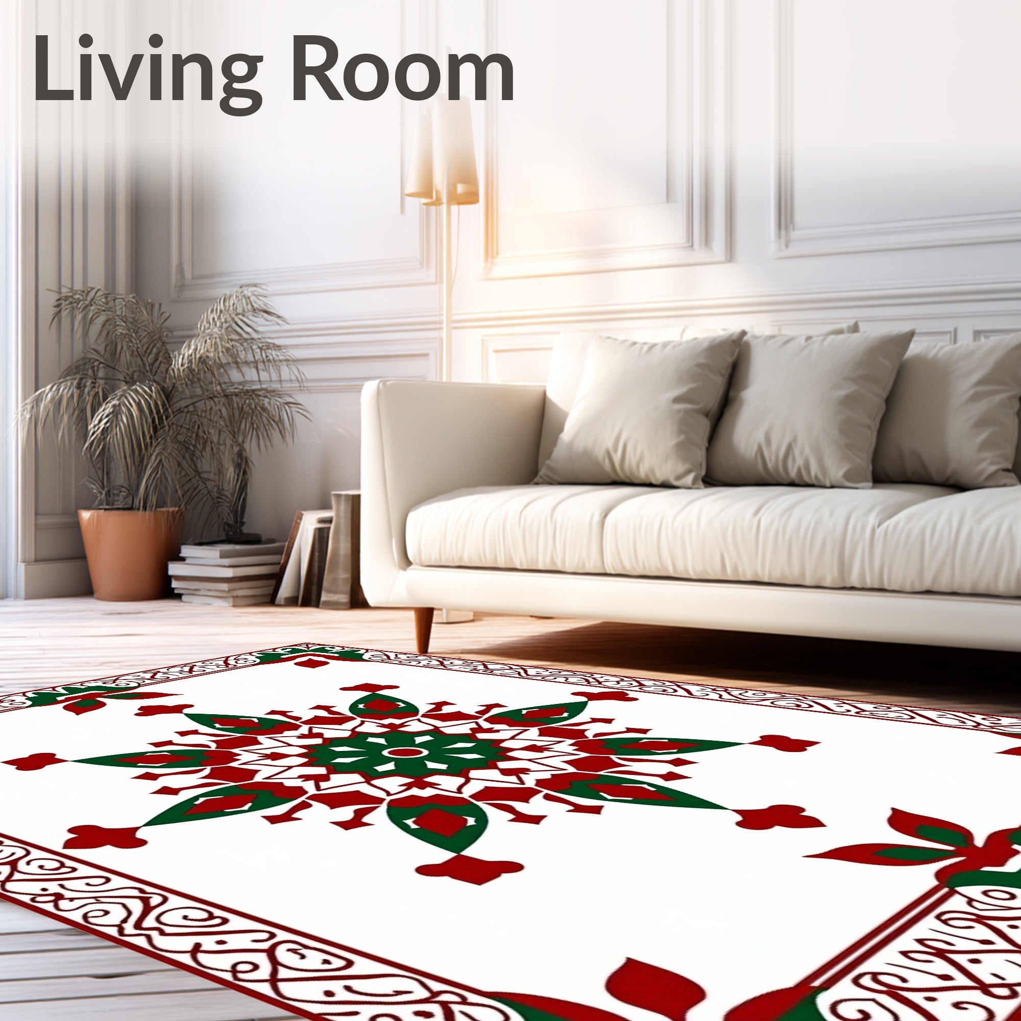 Crimson Green Medallion Border Rug