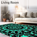 Teal Mandala Sun Burst Rug