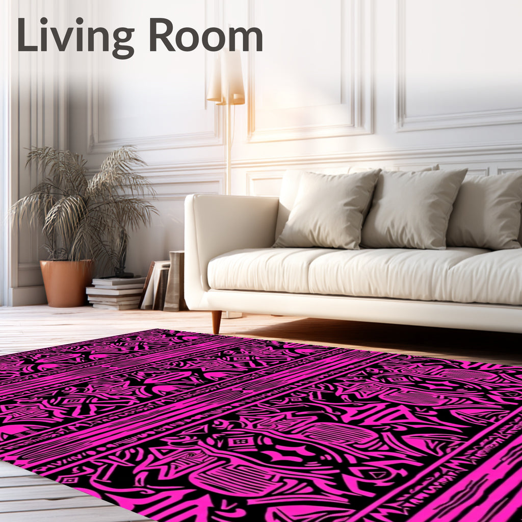 Bold Pink Tribal Geometric Stripes Rug