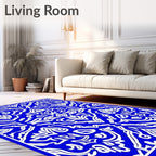 Royal Blue Intricate Arabesque Medallion Rug