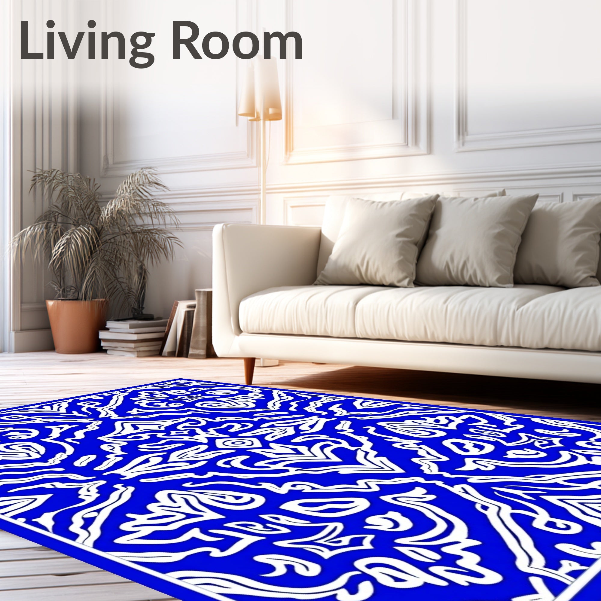 Royal Blue Intricate Arabesque Medallion Rug
