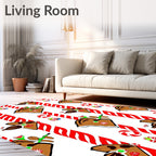 Whimsical Gingerbread Reindeer Candy Cane Stripe Rug