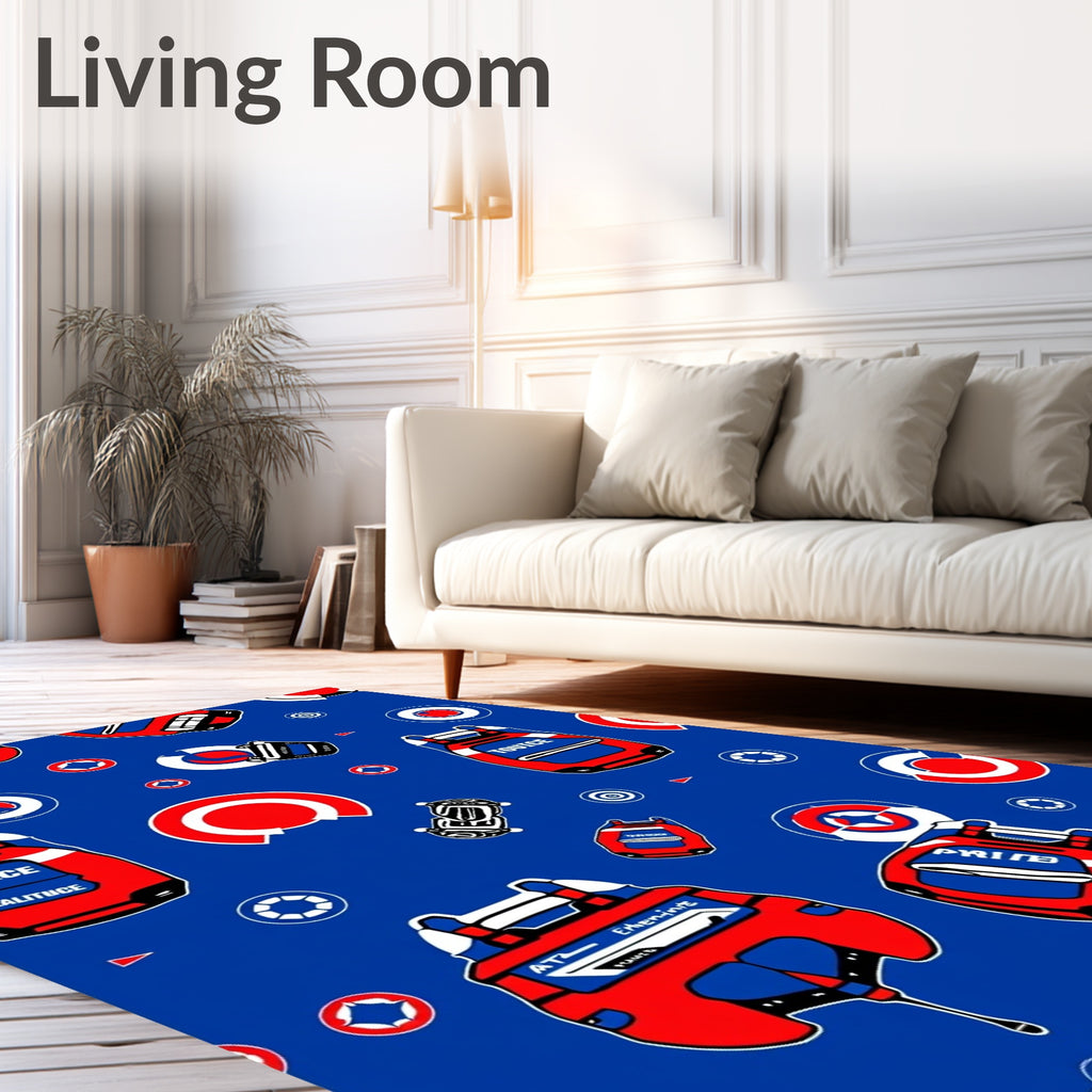 Red Blue Bold Graphics Collage Rug