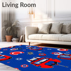 Red Blue Bold Graphics Collage Rug