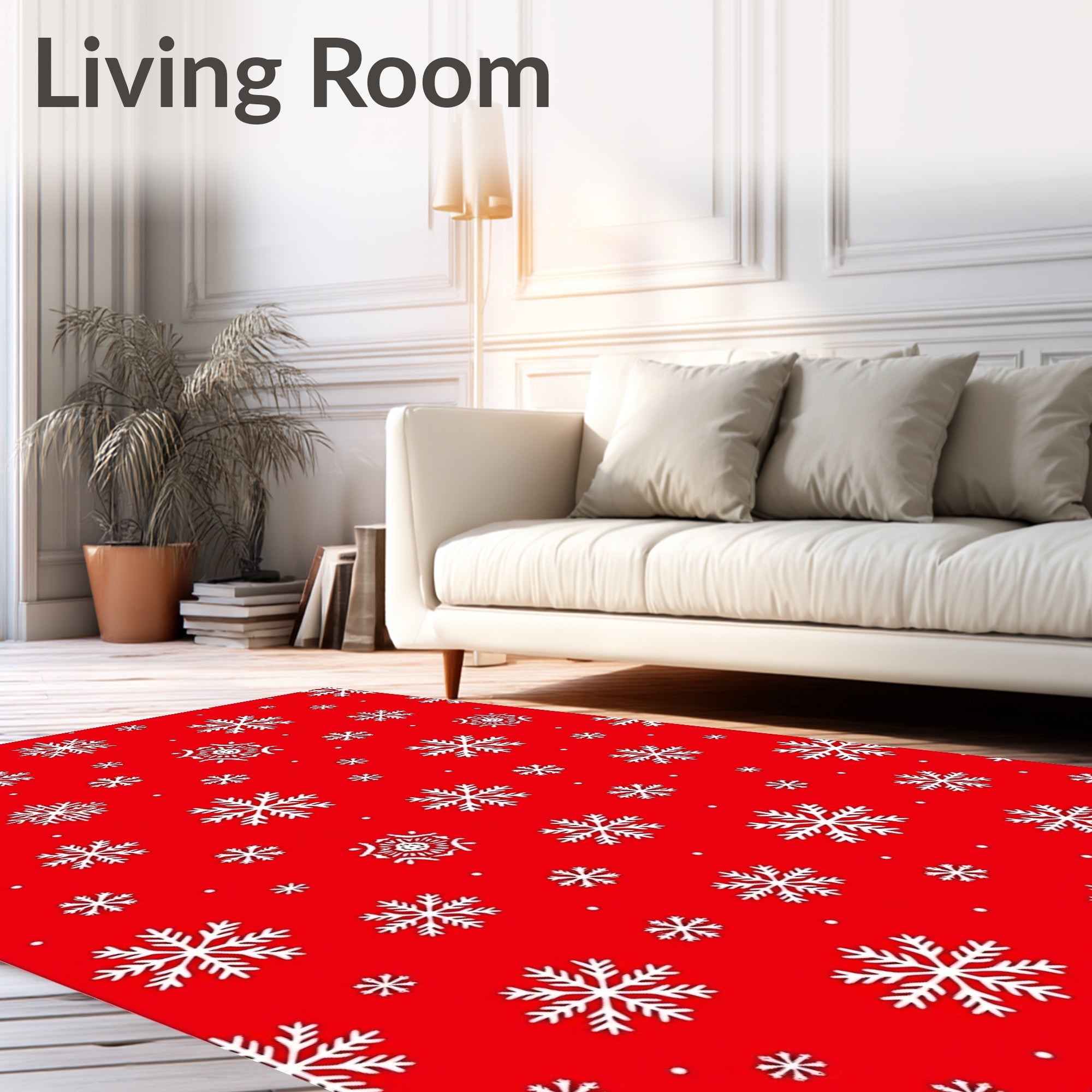 Red White Snowflake Cascade Rug