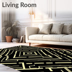 Black Yellow Art Deco Diamond Rug