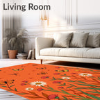 Whimsical Orange Butterfly Garden Rug