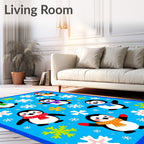 Cute Penguins Winter Snowflakes Scatter Rug