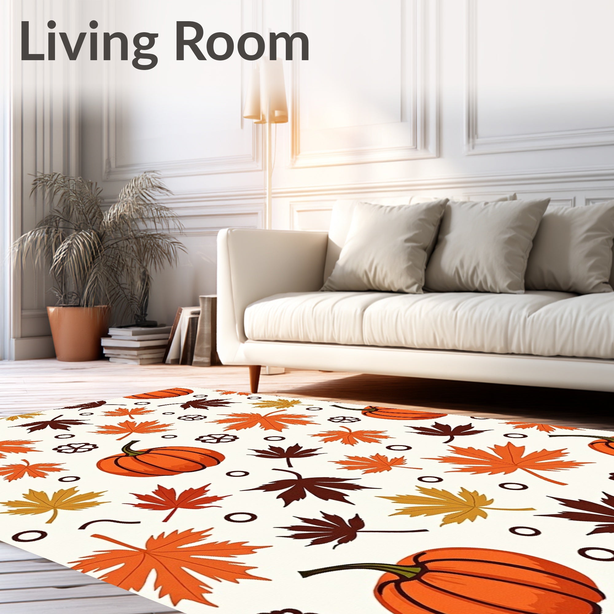 Autumn Pumpkin Maple Leaf Scatter Rug