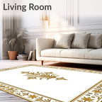 Golden Floral Vine Border Rug