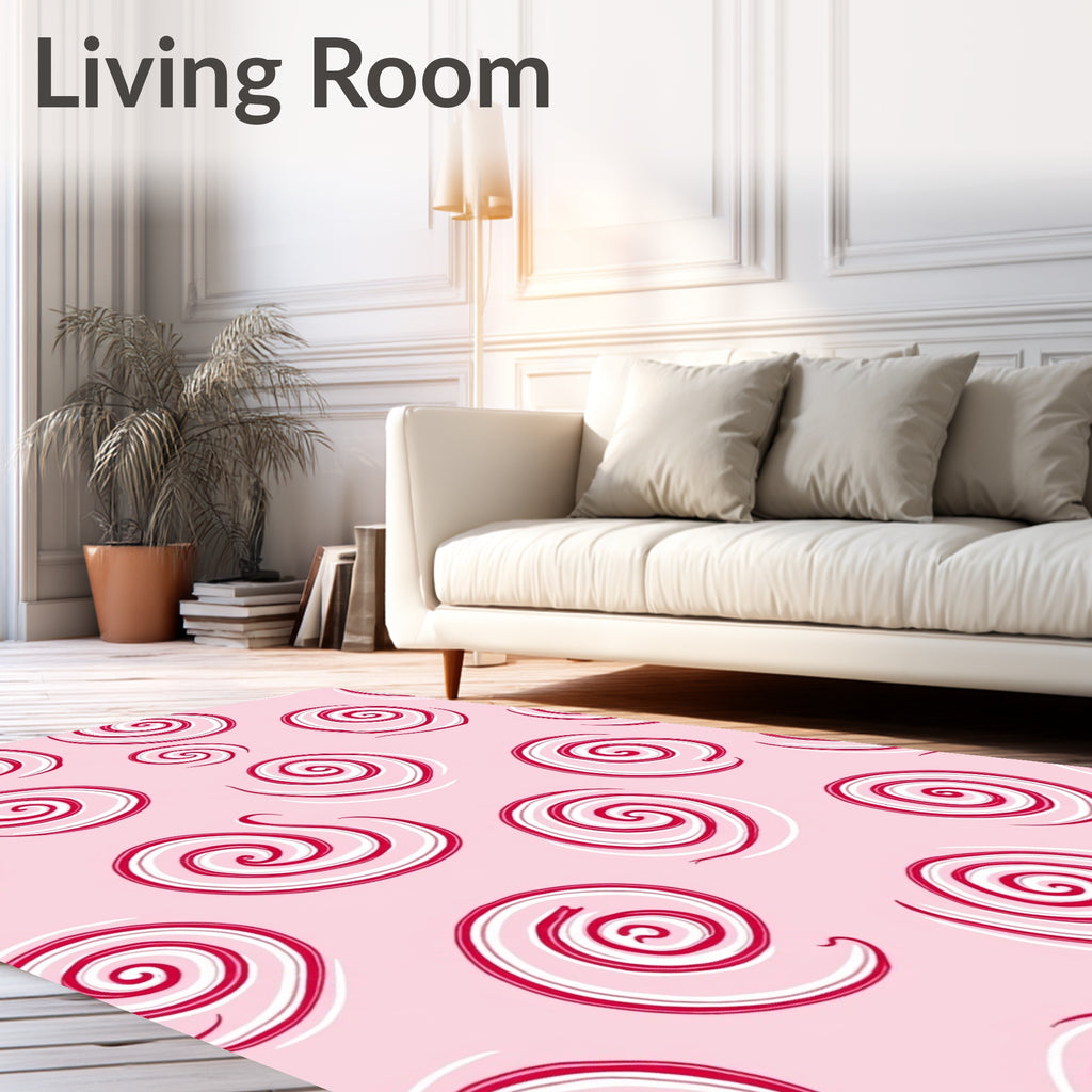 Pink Swirls Candy Cane Rug