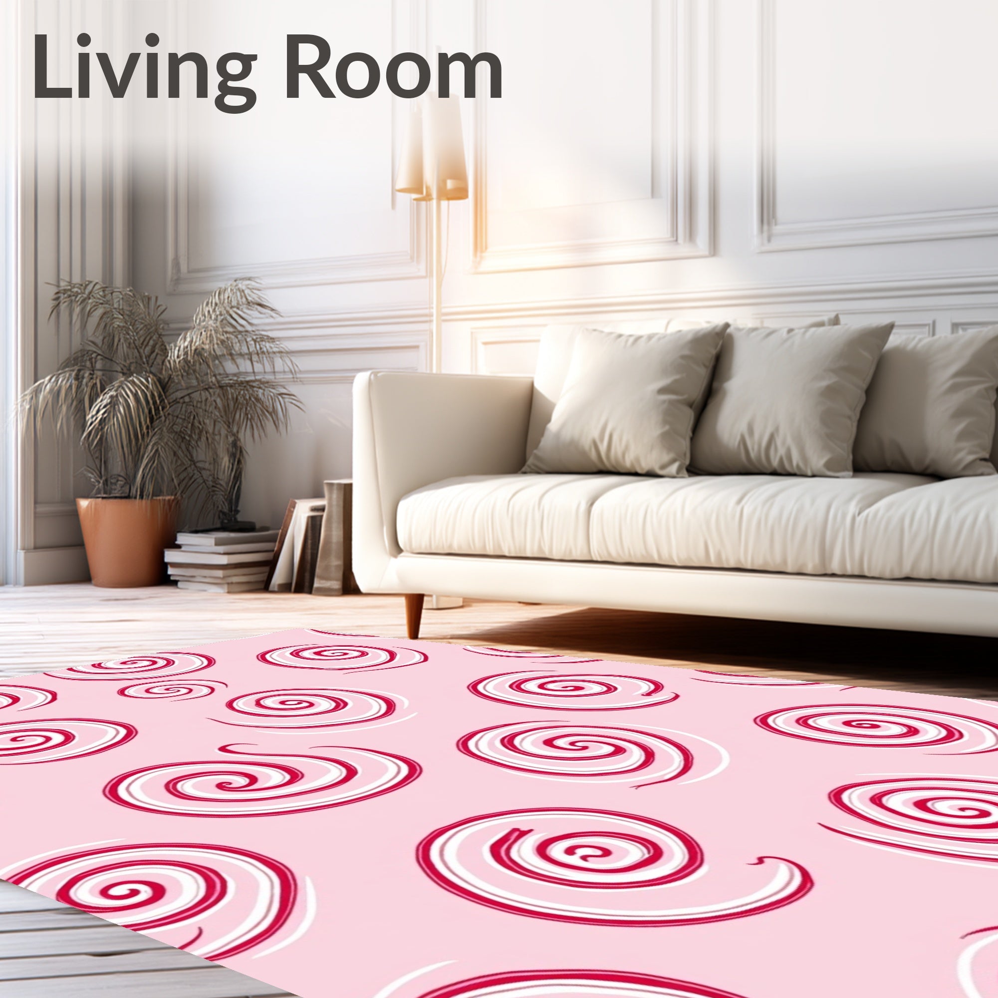 Pink Swirls Candy Cane Rug