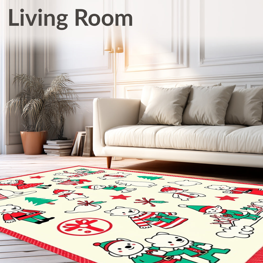 Festive Elves And Bears Christmas Collection Rug