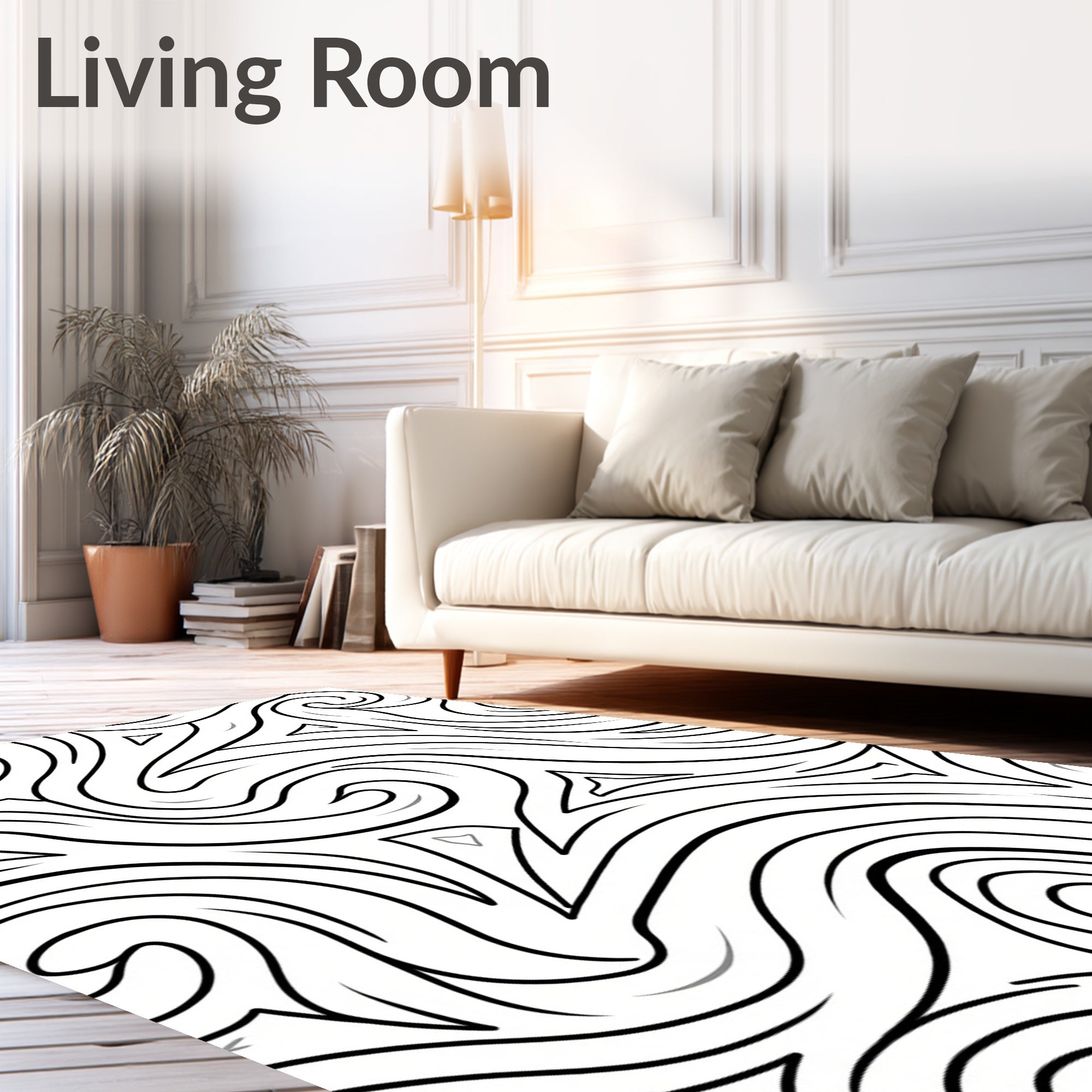 Monochromatic Swirl Tribal Art Rug