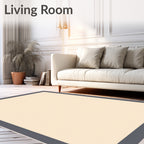 Cream with Gray Border Frame Rug