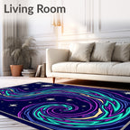 Vibrant Swirl Aurora Starry Night Rug