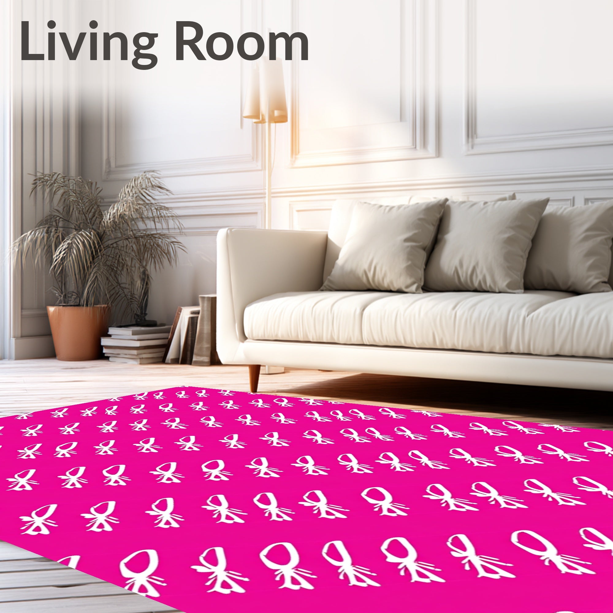 Vivid Pink Brushstroke Flower Rug