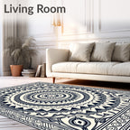 Monochromatic Navy Circle Geometric Rug