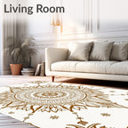 Brown Floral Sunburst Medallion Rug